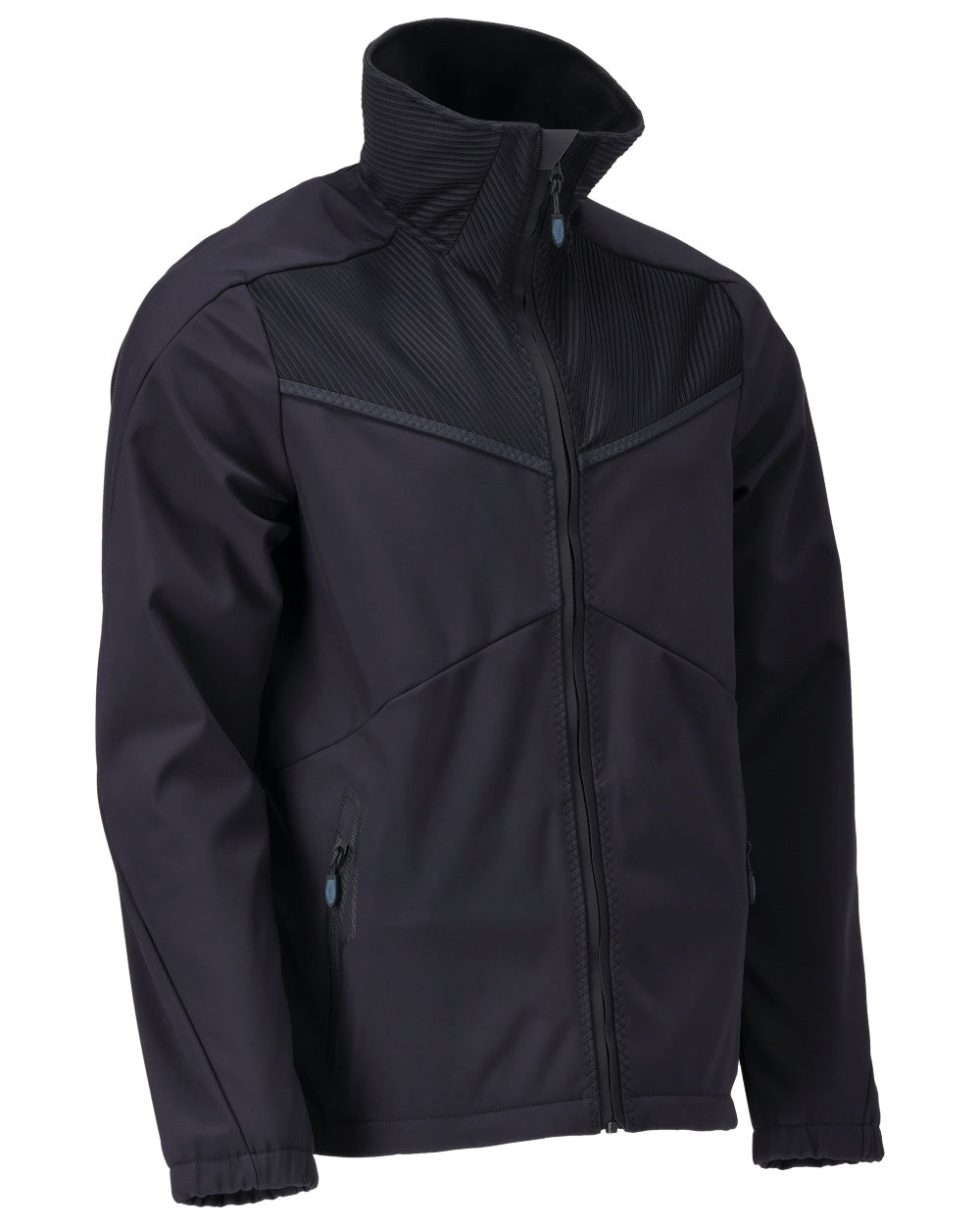 Dark Navy Coloured Mascot Workwear Mens Customized Breathable Softshell Jacket on white background