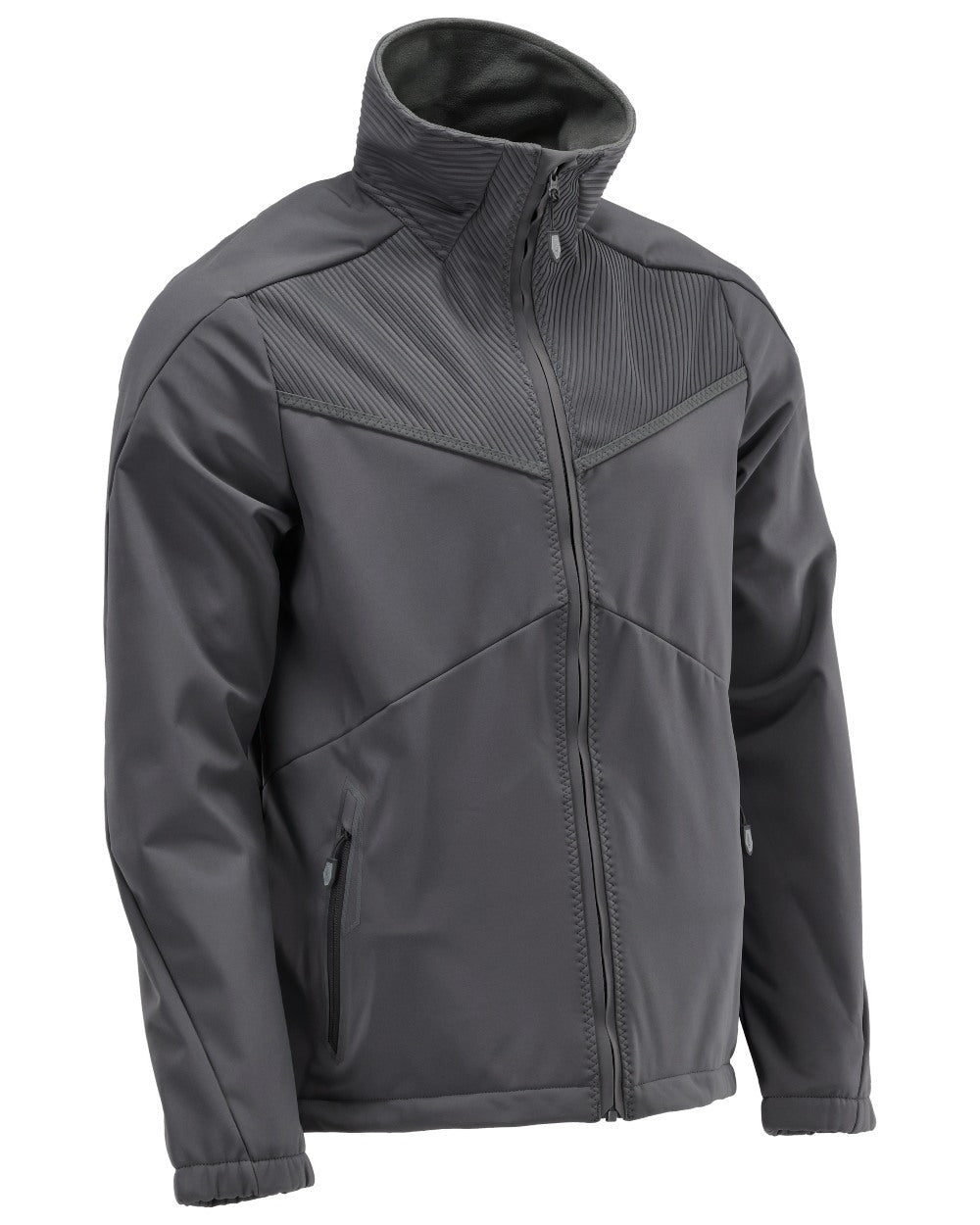 Stone Grey Coloured Mascot Workwear Mens Customized Breathable Softshell Jacket on white background