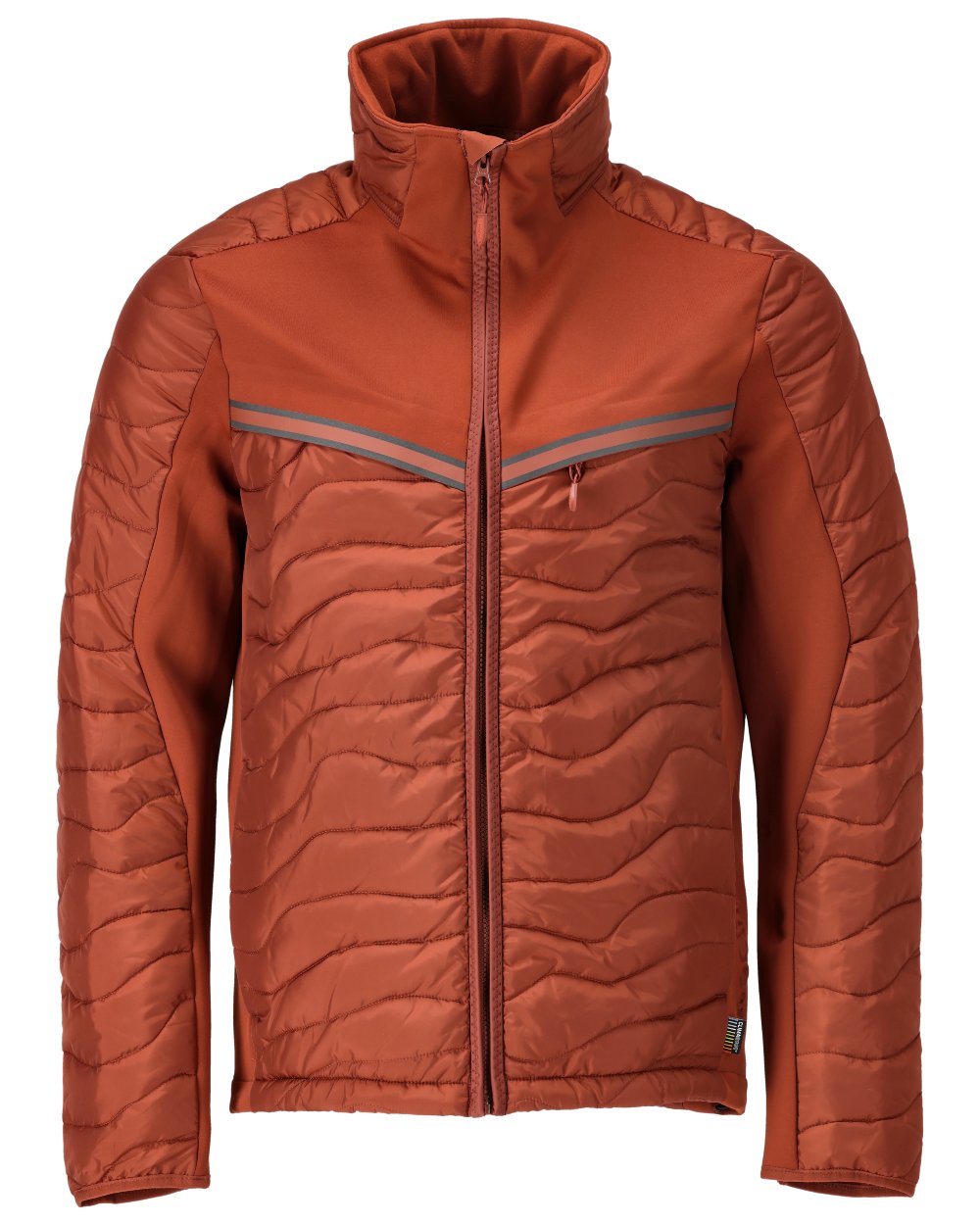 Autumn Red Coloured Mascot Workwear Mens Customized Breathable Thermal Jacket on white background