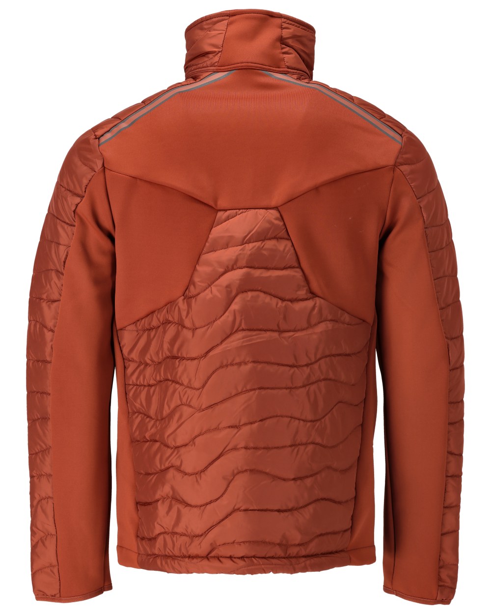 Autumn Red Coloured Mascot Workwear Mens Customized Breathable Thermal Jacket on white background