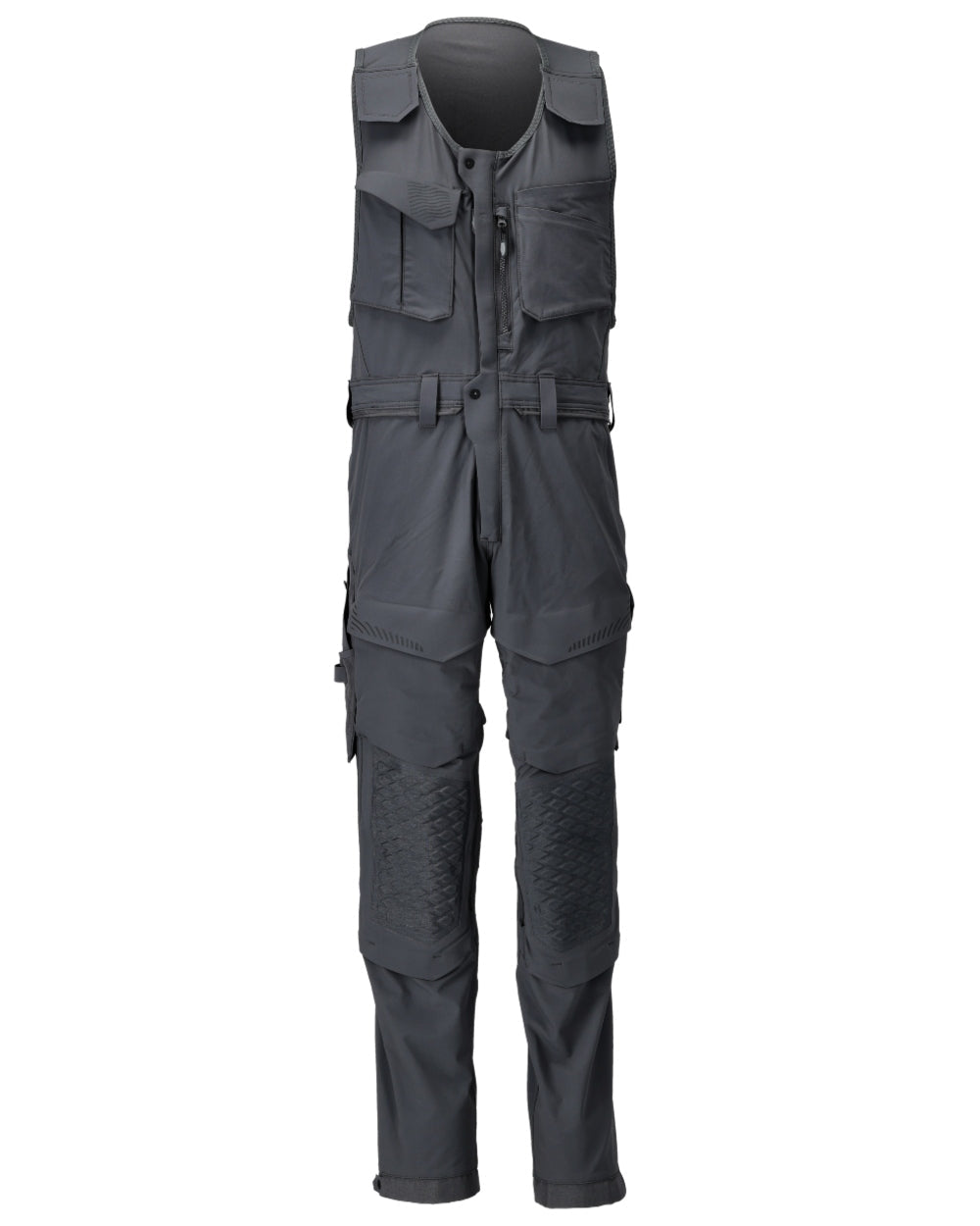 Black Coloured Mascot Workwear Mens Customized Combi Suit With Kneepad Pockets on white background