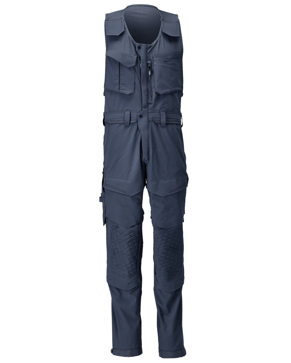 Dark Navy Coloured Mascot Workwear Mens Customized Combi Suit With Kneepad Pockets on white background