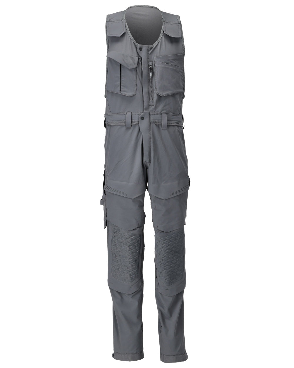 Stone Grey Coloured Mascot Workwear Mens Customized Combi Suit With Kneepad Pockets on white background