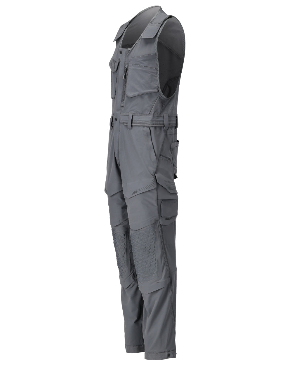 Stone Grey Coloured Mascot Workwear Mens Customized Combi Suit With Kneepad Pockets on white background