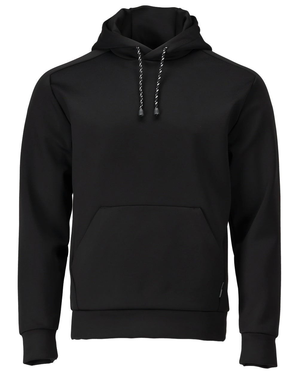Black Coloured Mascot Workwear Mens Customized Fleece Hoodie on white background