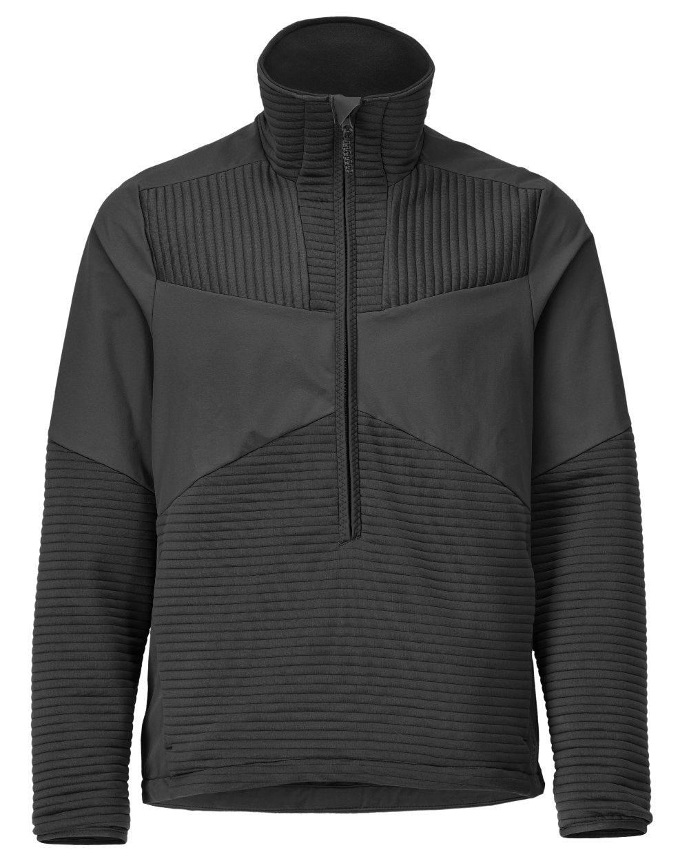 Black Coloured Mascot Workwear Mens Customized Fleece Jumper With Half Zip on white background