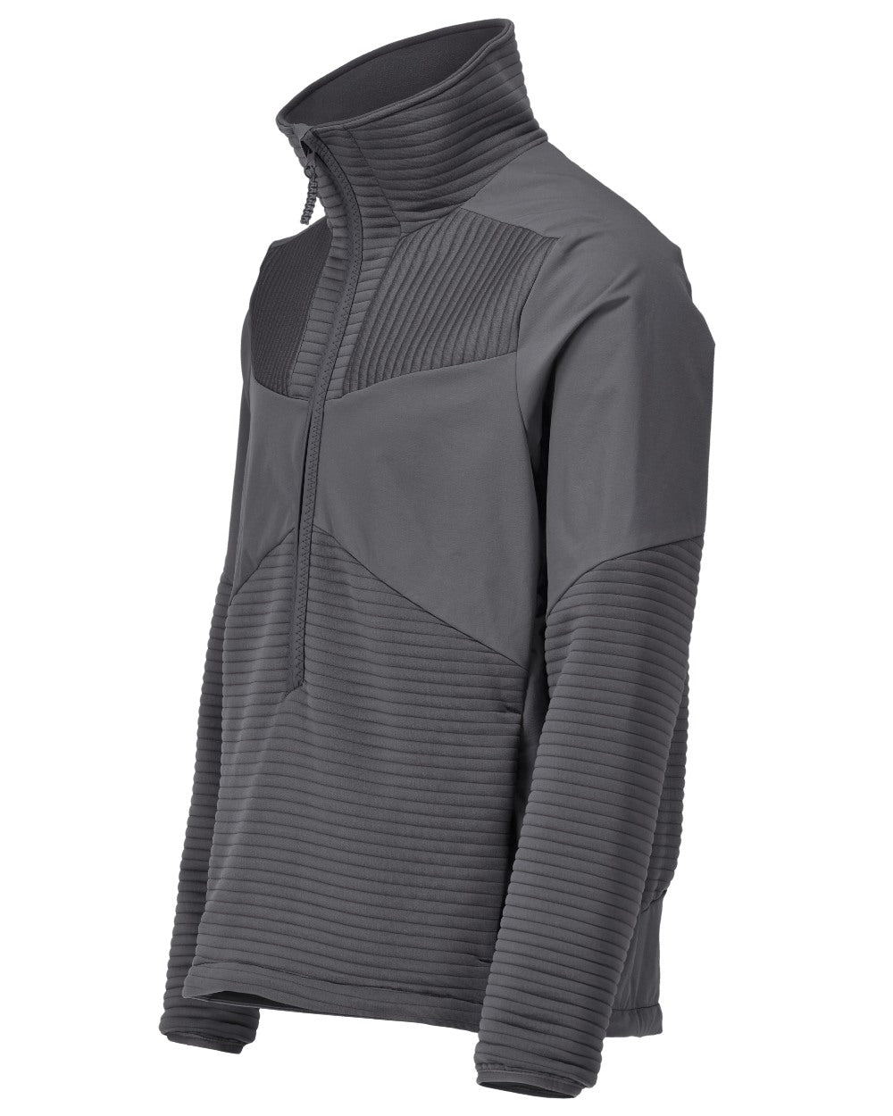 Stone Grey Coloured Mascot Workwear Mens Customized Fleece Jumper With Half Zip on white background