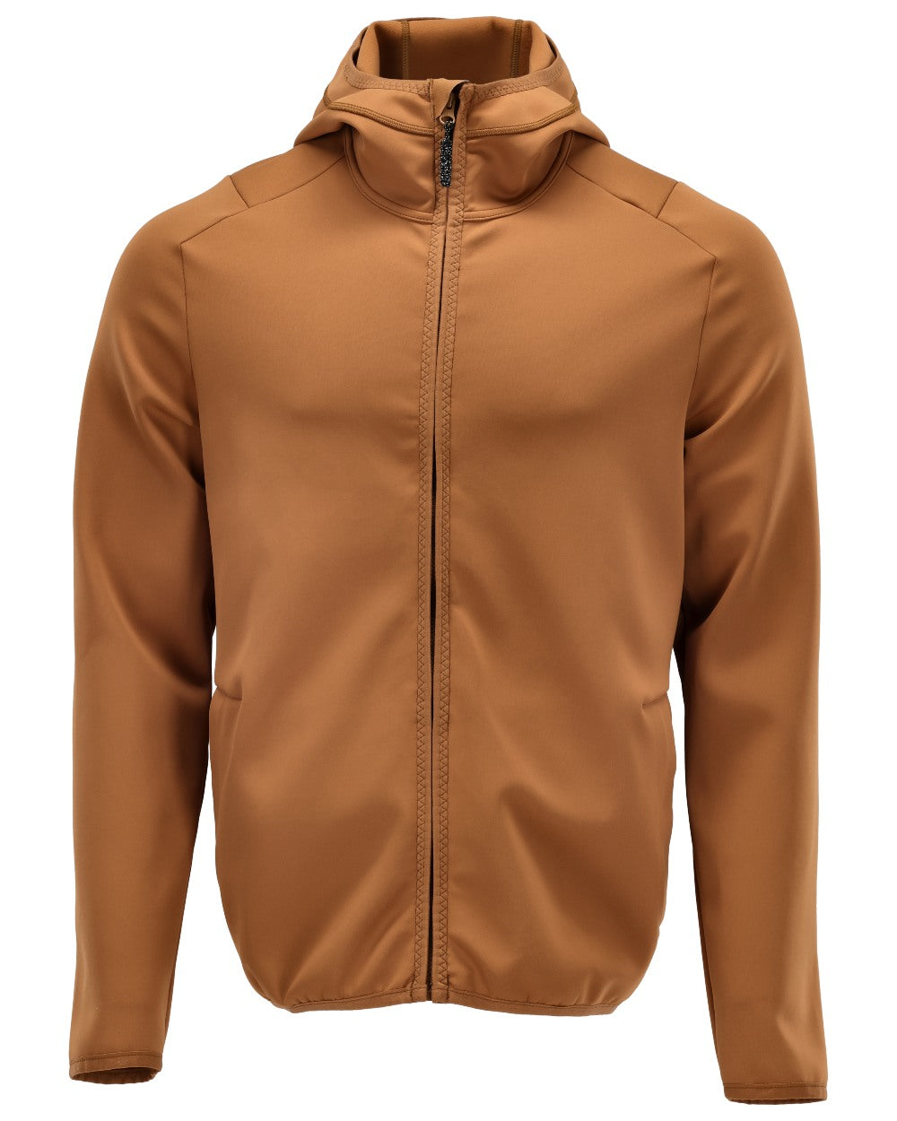 Nut Brown Coloured Mascot Workwear Mens Customized Fleece Jumper With Hood on white background