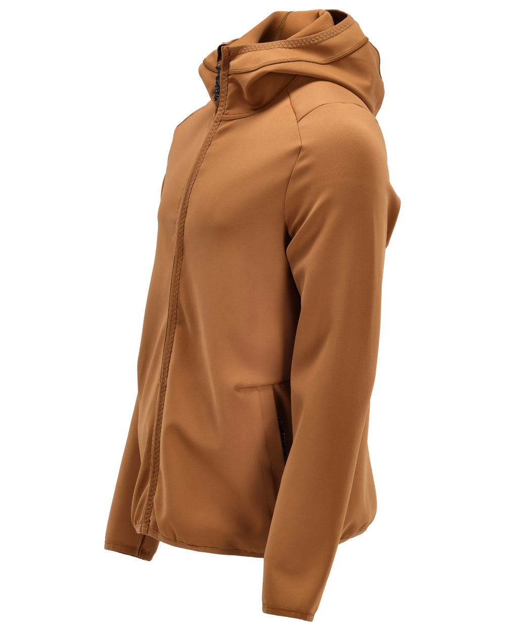 Nut Brown Coloured Mascot Workwear Mens Customized Fleece Jumper With Hood on white background
