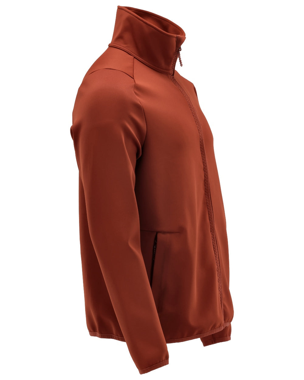 Autumn Red Coloured Mascot Workwear Mens Customized Full Zip Fleece Jumper on white background