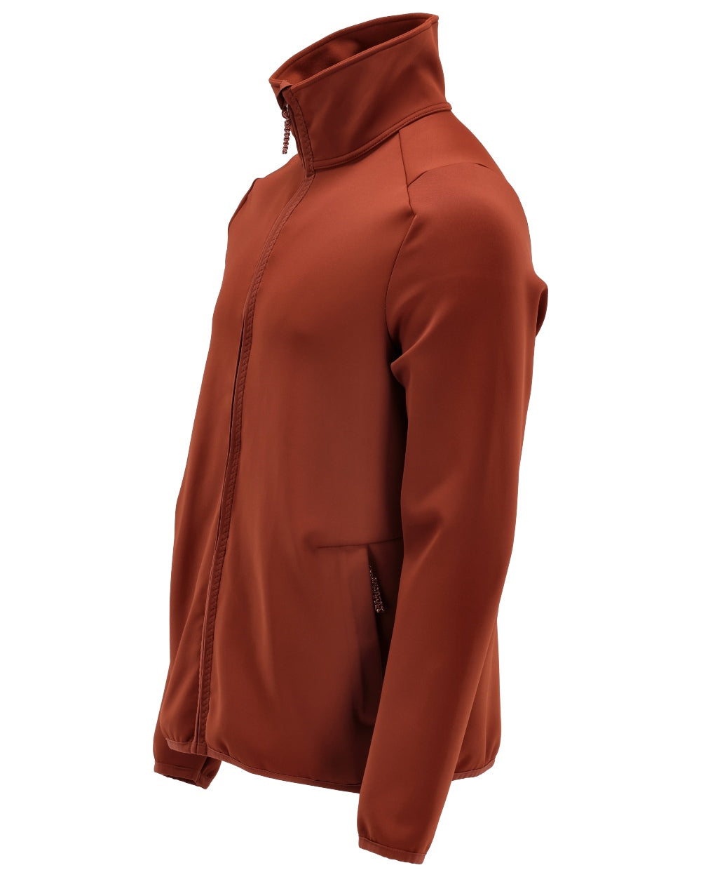 Autumn Red Coloured Mascot Workwear Mens Customized Full Zip Fleece Jumper on white background