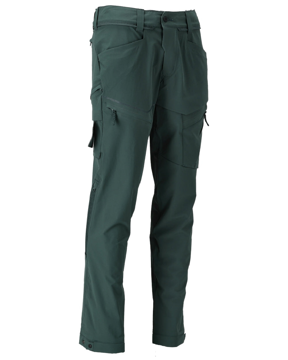 Forest Green Coloured Mascot Workwear Mens Customized Lightweight Functional Trousers on white background
