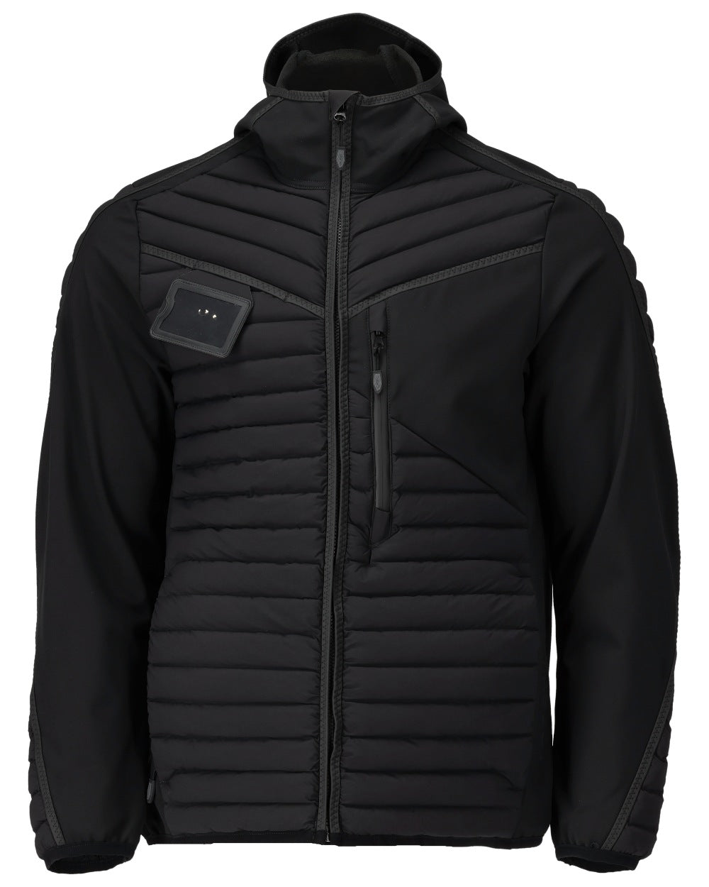 Black Coloured Mascot Workwear Mens Customized Lightweight Jacket With Hood on white background