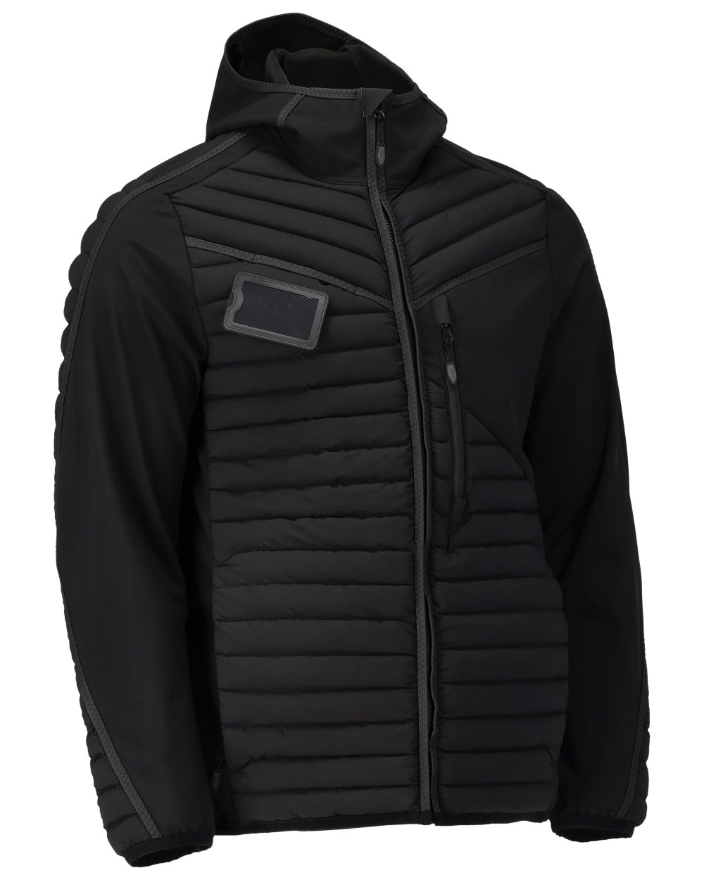 Black Coloured Mascot Workwear Mens Customized Lightweight Jacket With Hood on white background