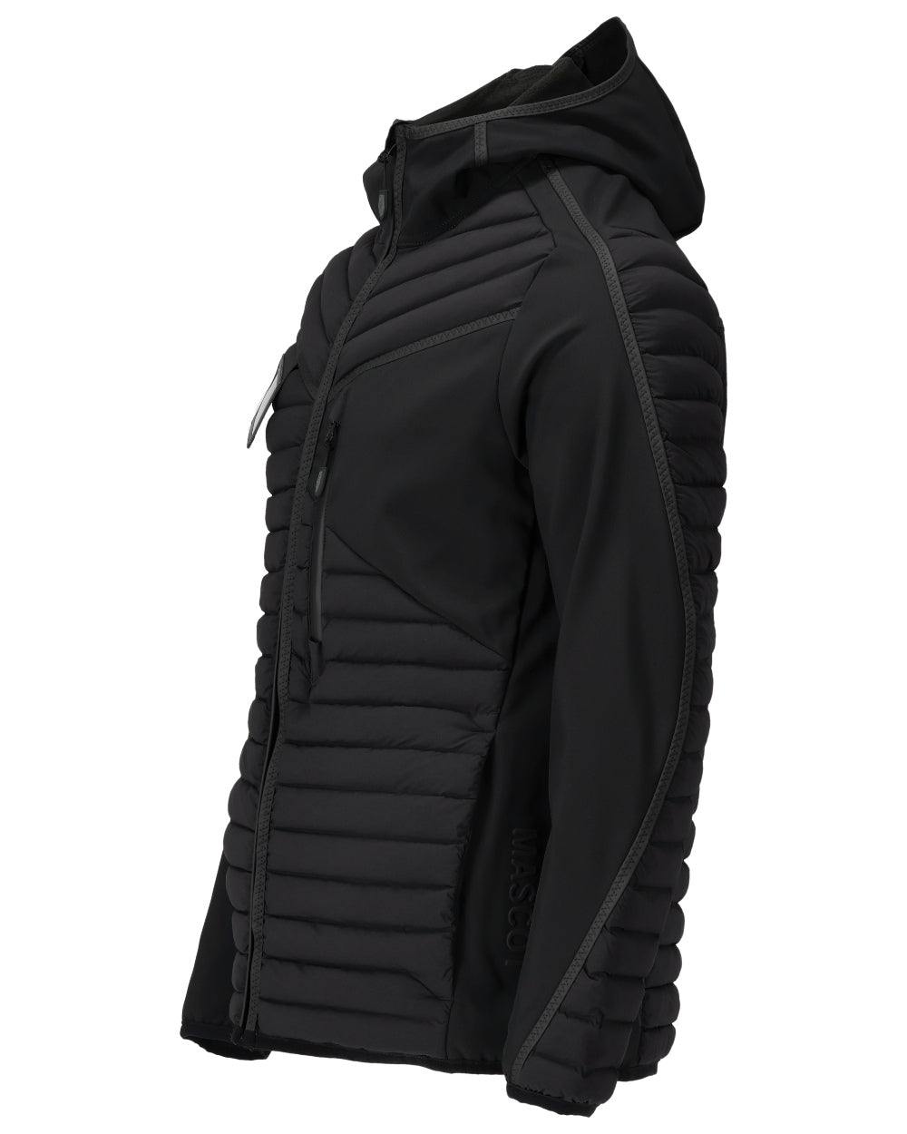 Black Coloured Mascot Workwear Mens Customized Lightweight Jacket With Hood on white background