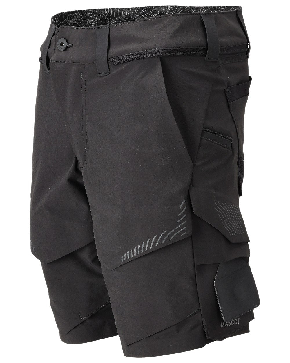 Black Coloured Mascot Workwear Mens Customized Lightweight Shorts on white background
