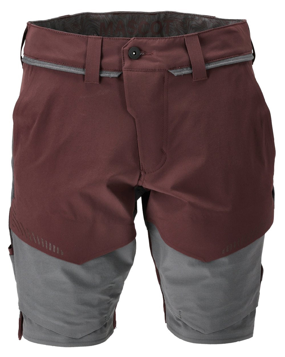 Bordeaux Stone Grey Coloured Mascot Workwear Mens Customized Lightweight Shorts on white background