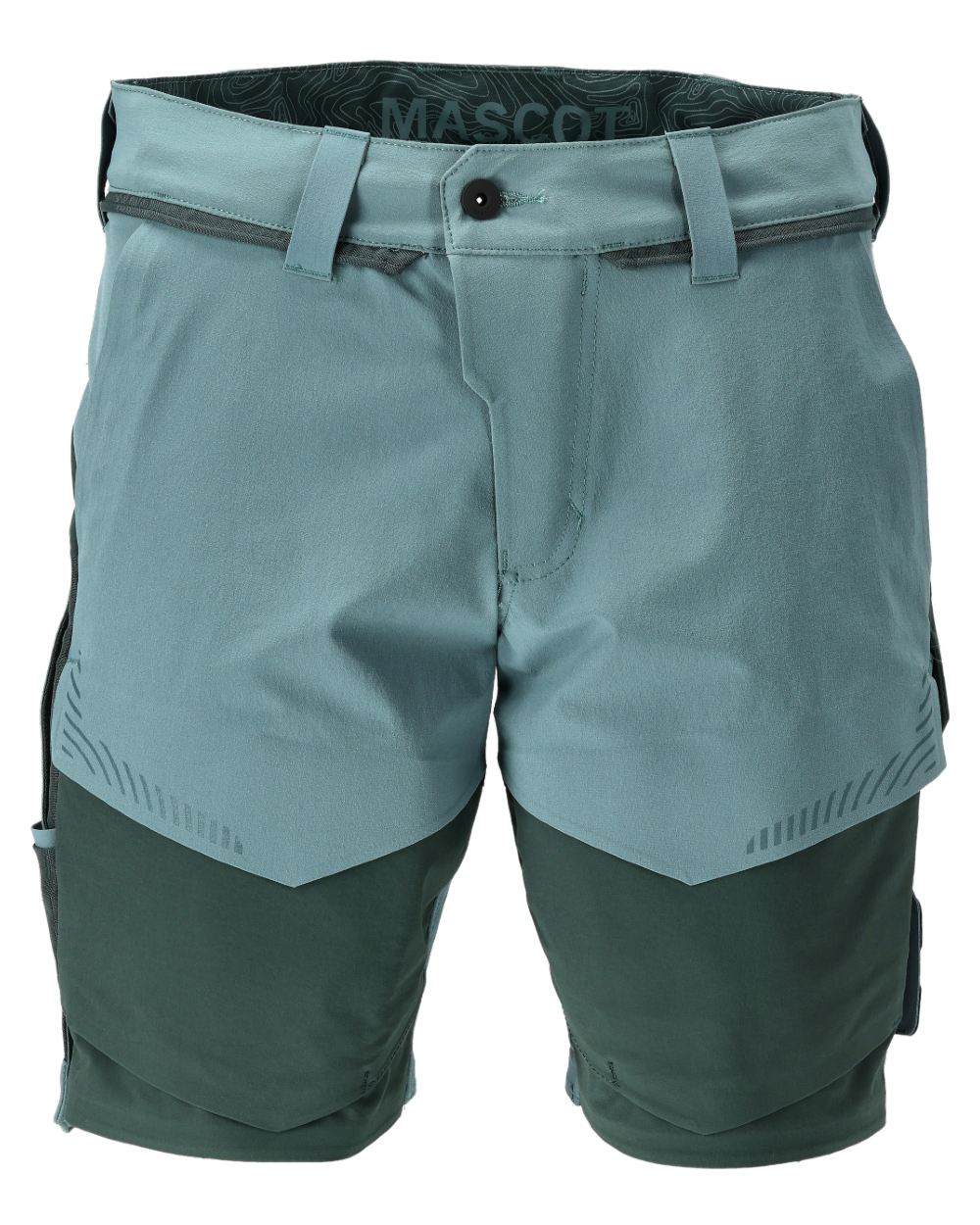 Light Forest Green Coloured Mascot Workwear Mens Customized Lightweight Shorts on white background