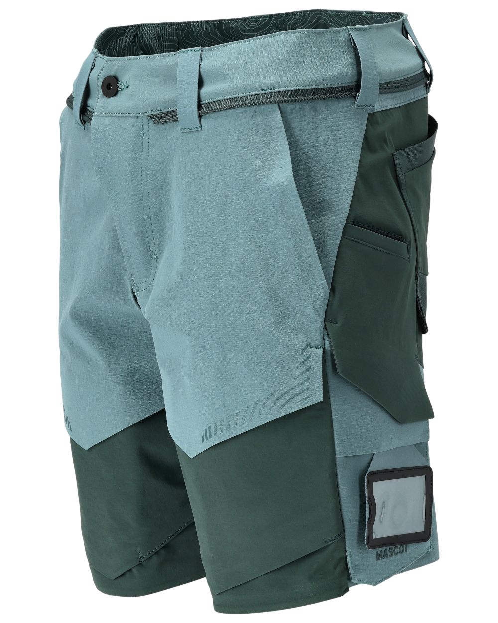 Light Forest Green Coloured Mascot Workwear Mens Customized Lightweight Shorts on white background