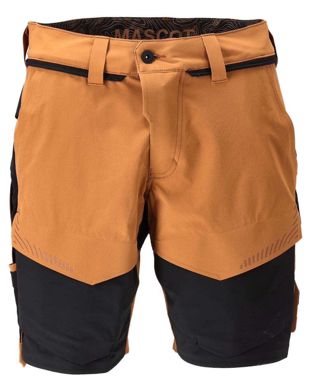 Nut Brown Black Coloured Mascot Workwear Mens Customized Lightweight Shorts on white background