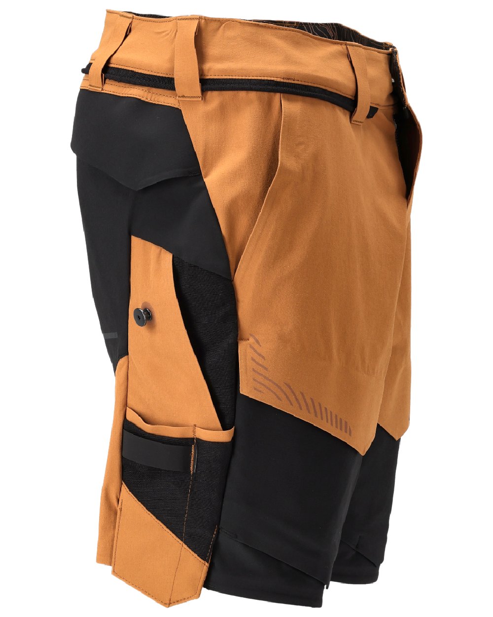 Nut Brown Black Coloured Mascot Workwear Mens Customized Lightweight Shorts on white background