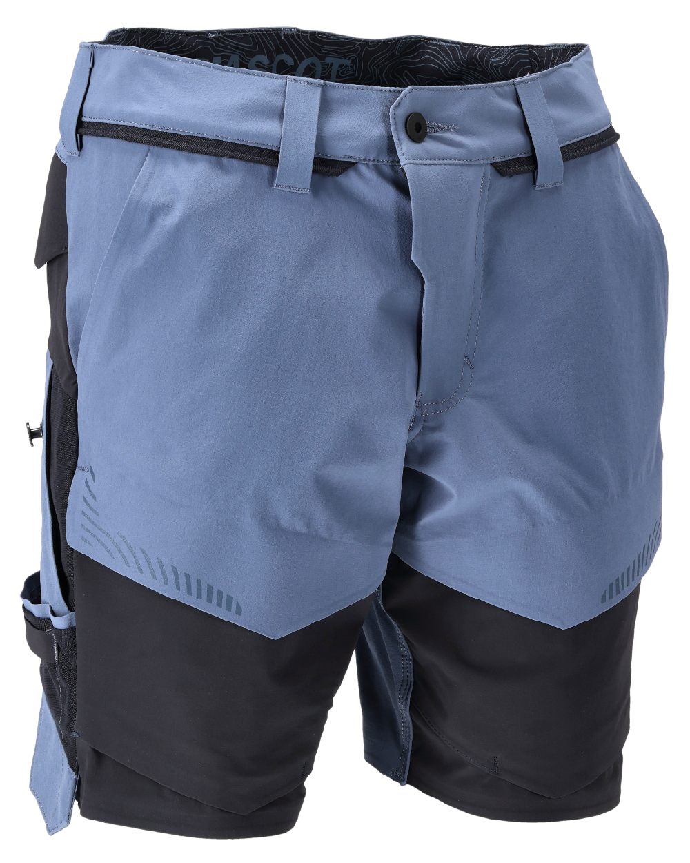 Stone Blue Dark Navy Coloured Mascot Workwear Mens Customized Lightweight Shorts on white background