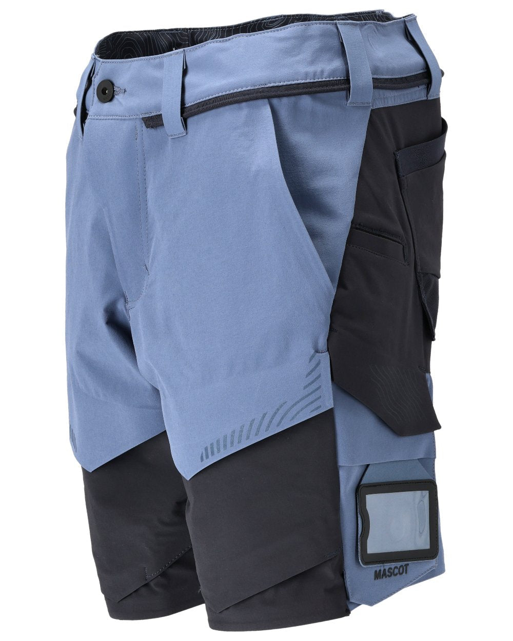 Stone Blue Dark Navy Coloured Mascot Workwear Mens Customized Lightweight Shorts on white background