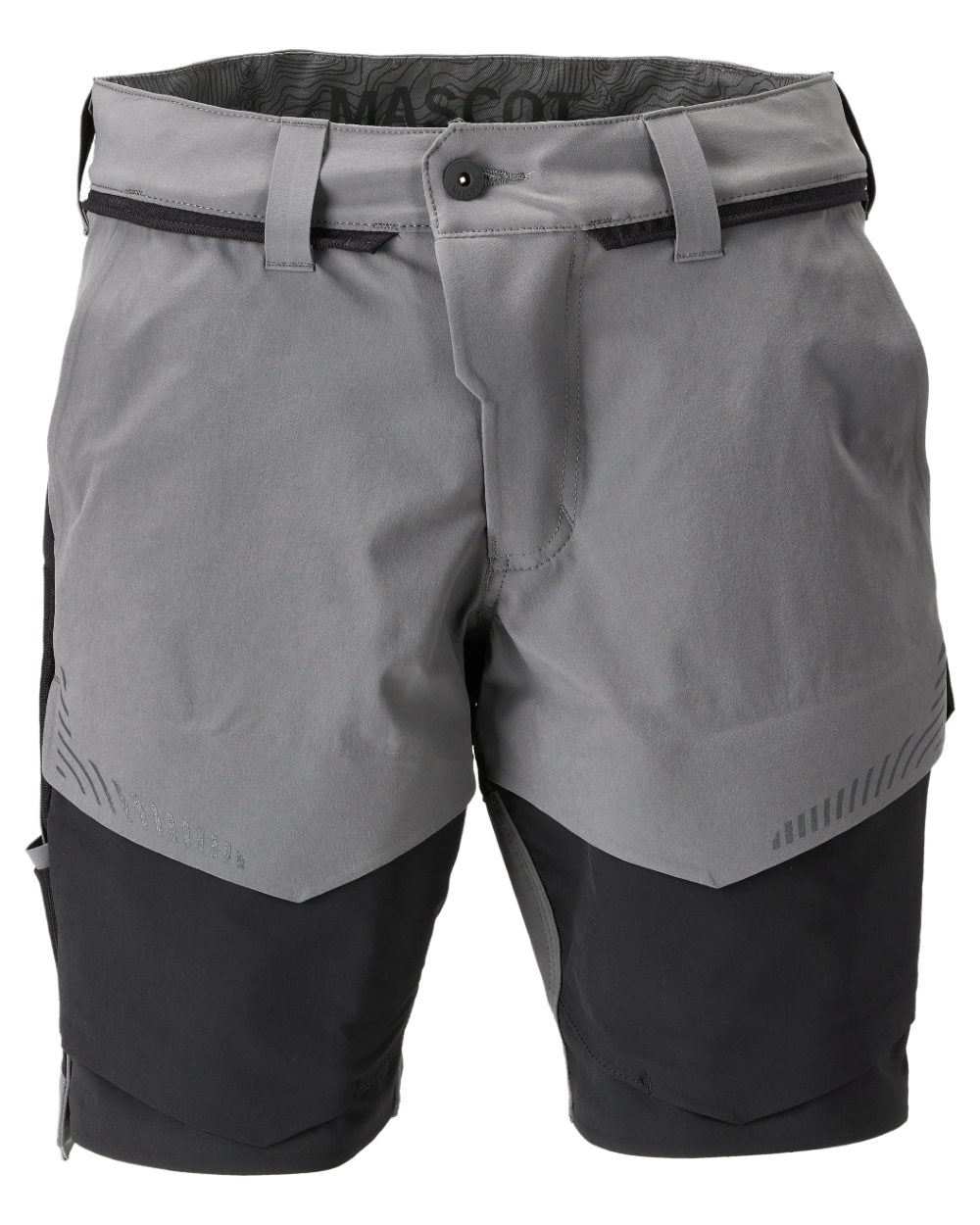 Stone Grey Black Coloured Mascot Workwear Mens Customized Lightweight Shorts on white background