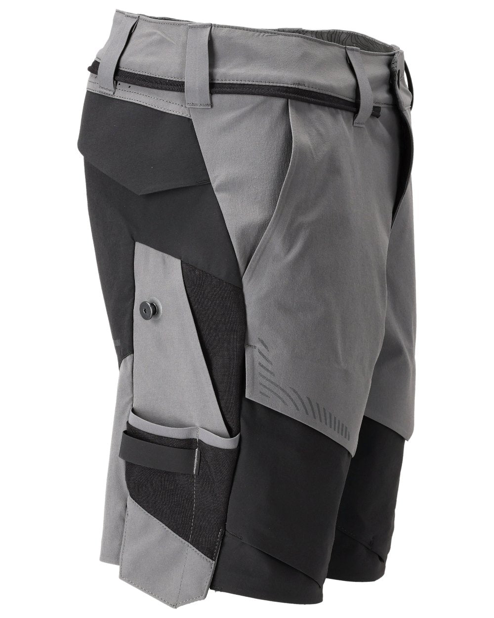 Stone Grey Black Coloured Mascot Workwear Mens Customized Lightweight Shorts on white background