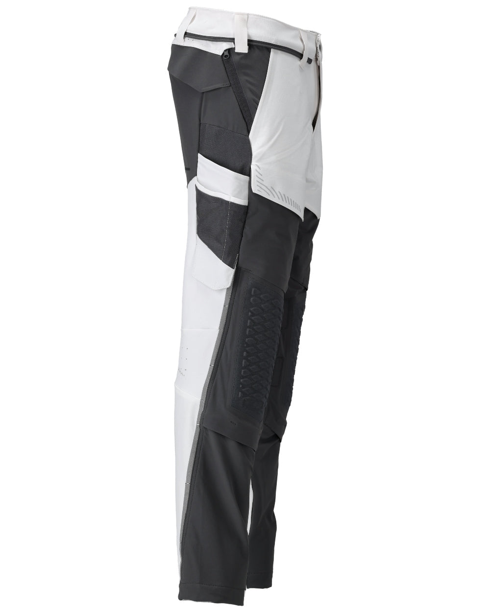 White Stone Grey Coloured Mascot Workwear Mens Customized Lightweight Trousers With Kneepad Pockets on white background