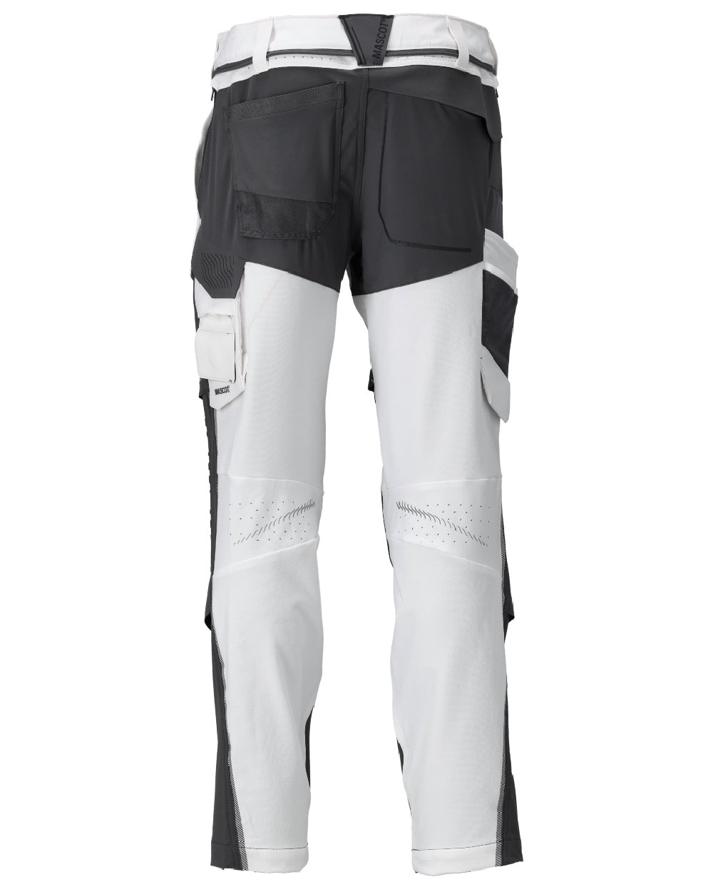 White Stone Grey Coloured Mascot Workwear Mens Customized Lightweight Trousers With Kneepad Pockets on white background