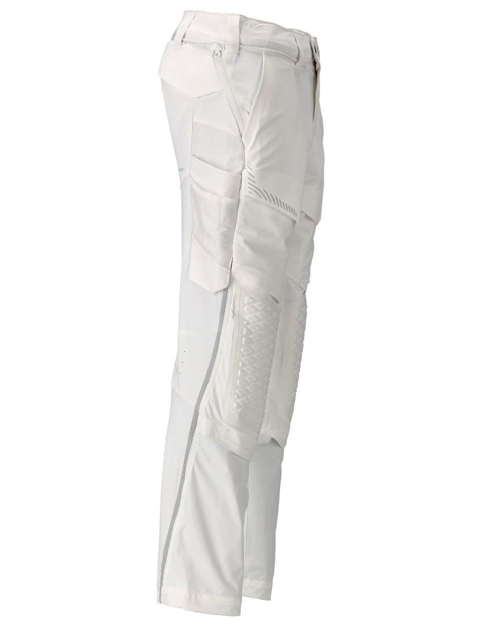 White Coloured Mascot Workwear Mens Customized Lightweight Trousers With Kneepad Pockets on white background