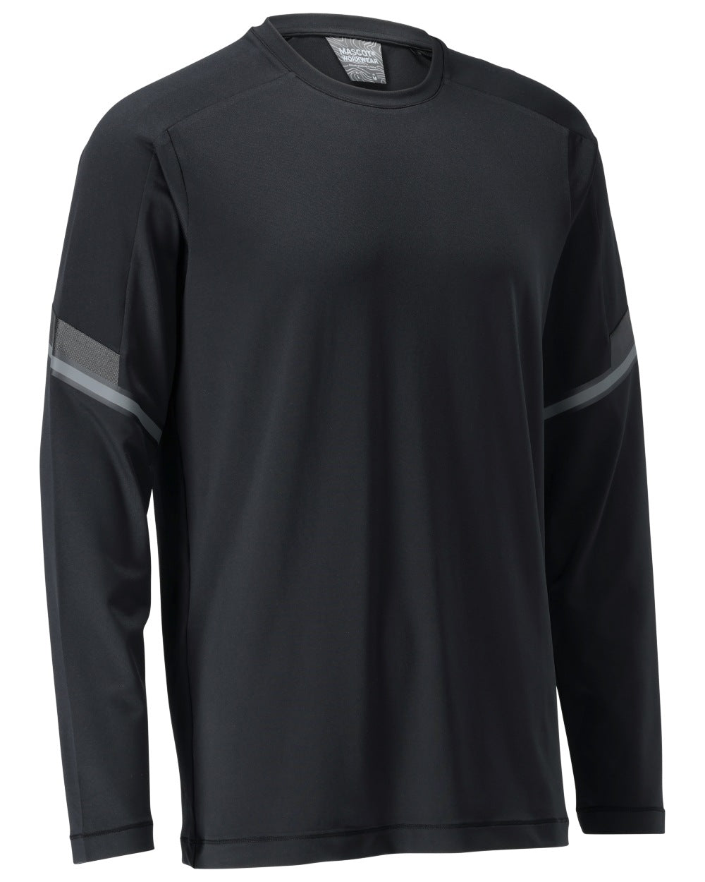 Black Coloured Mascot Workwear Mens Customized Long Sleeve T-Shirt on white background