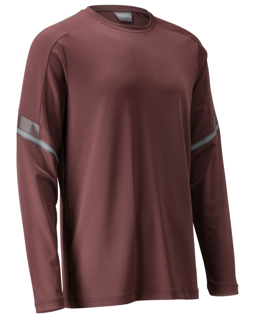 Bordeaux Coloured Mascot Workwear Mens Customized Long Sleeve T-Shirt on white background