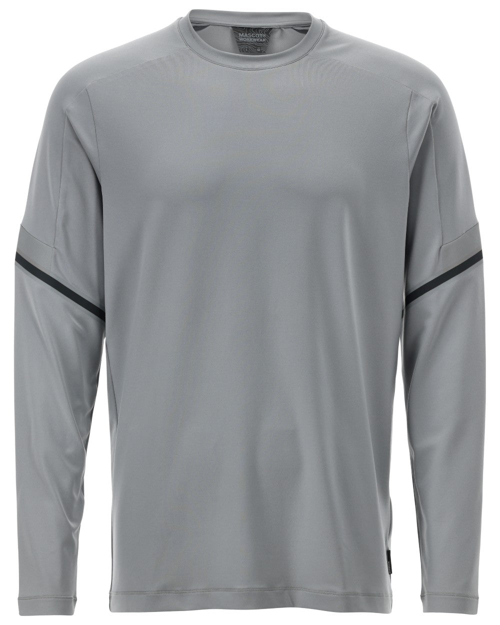Silver Grey Coloured Mascot Workwear Mens Customized Long Sleeve T-Shirt on white background
