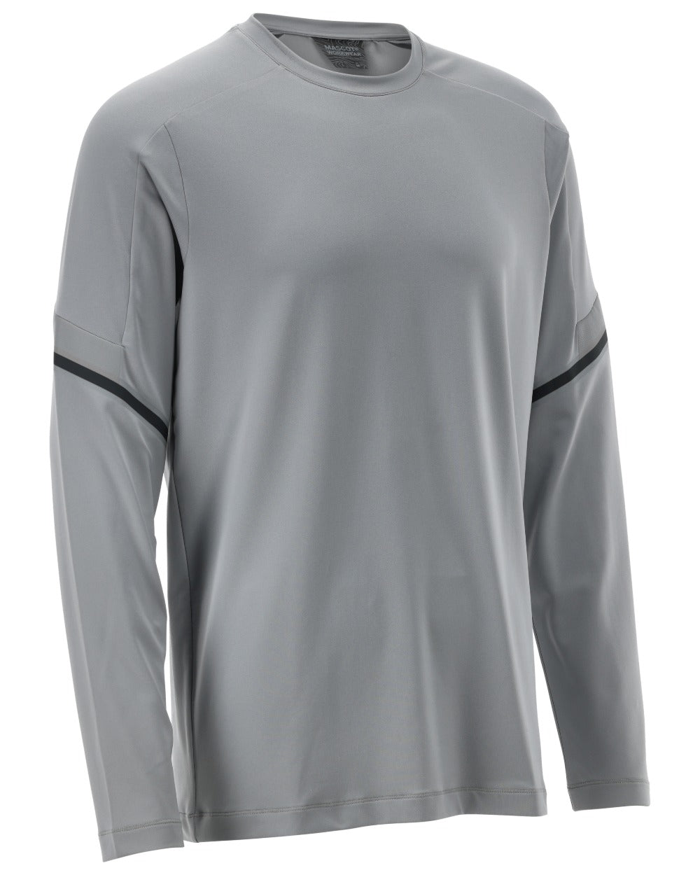 Silver Grey Coloured Mascot Workwear Mens Customized Long Sleeve T-Shirt on white background