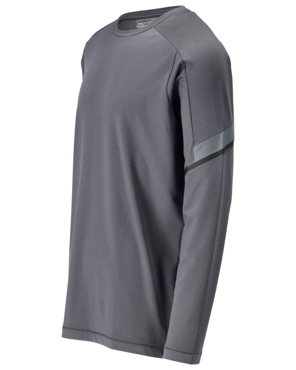 Stone Grey Coloured Mascot Workwear Mens Customized Long Sleeve T-Shirt on white background
