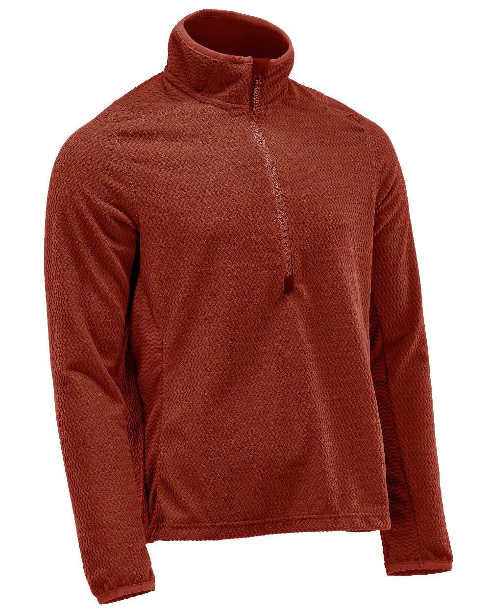 Autumn Red Coloured Mascot Workwear Mens Customized Microfleece Jumper With Half Zip on white background