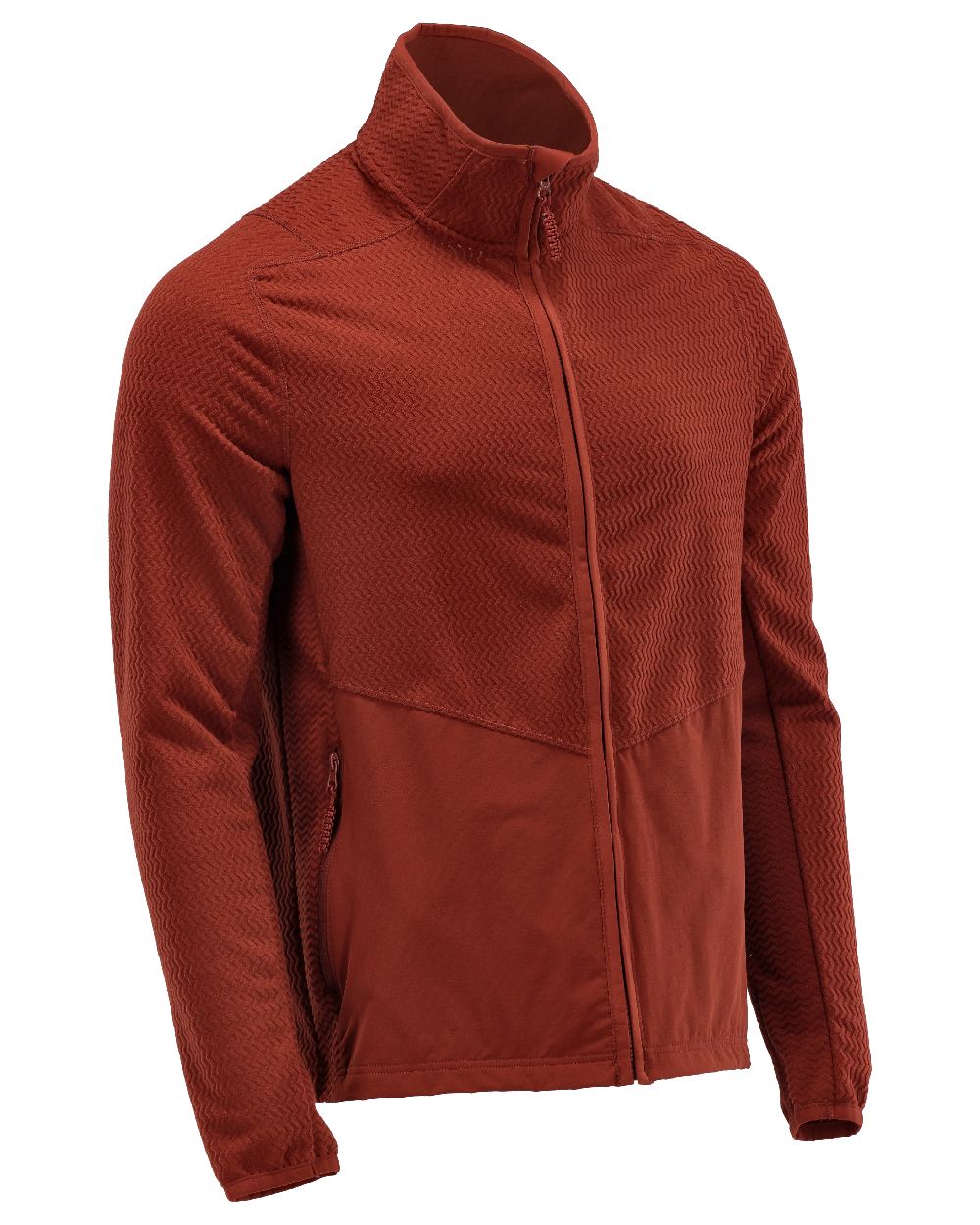 Autumn Red Coloured Mascot Workwear Mens Customized Microfleece Jumper With Zipper on white background