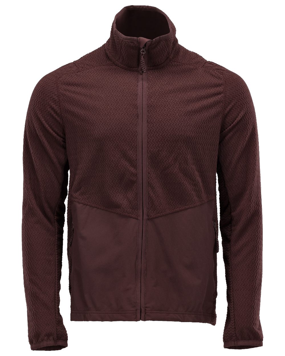 Bordeaux Coloured Mascot Workwear Mens Customized Microfleece Jumper With Zipper on white background