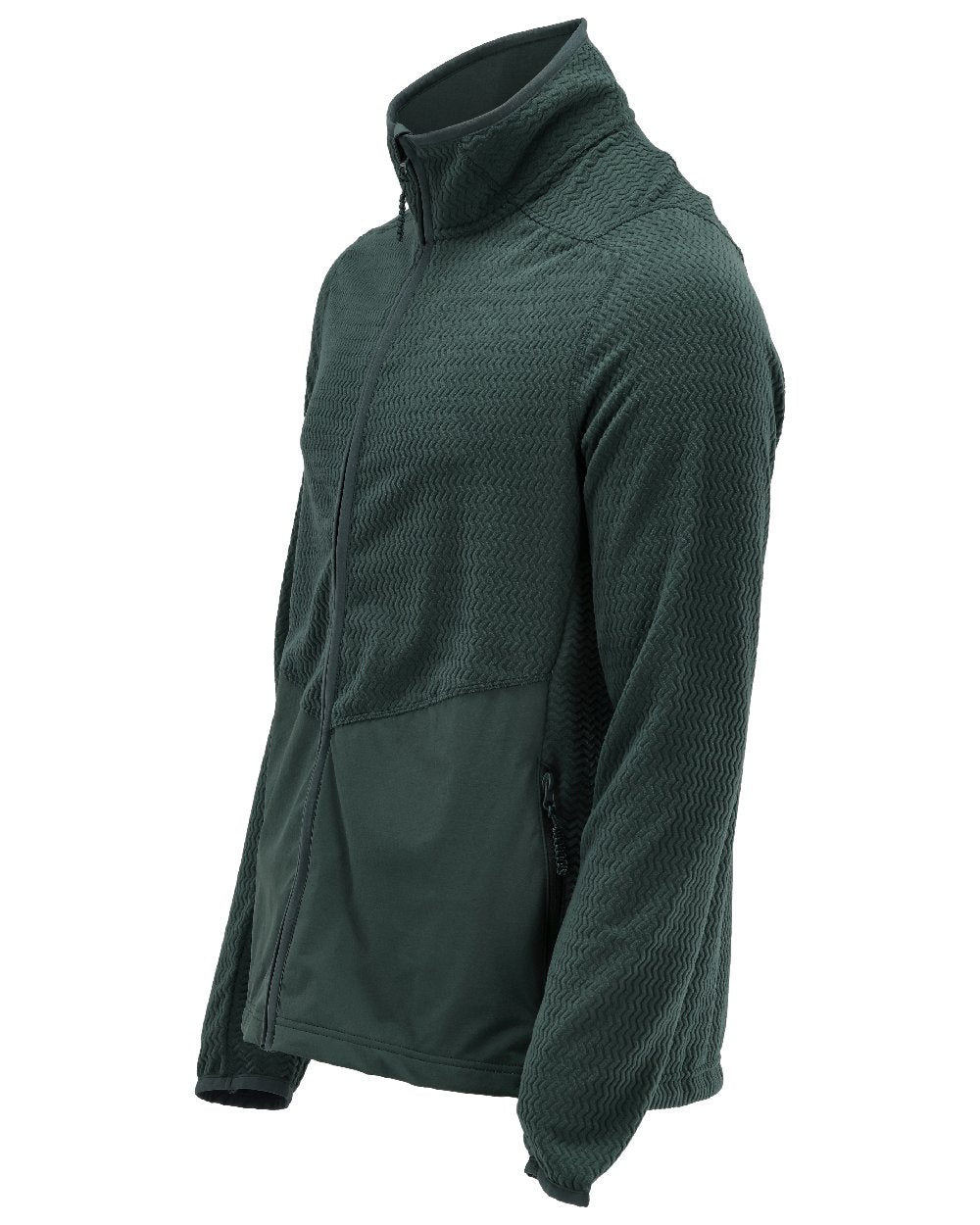 Forest Green Coloured Mascot Workwear Mens Customized Microfleece Jumper With Zipper on white background