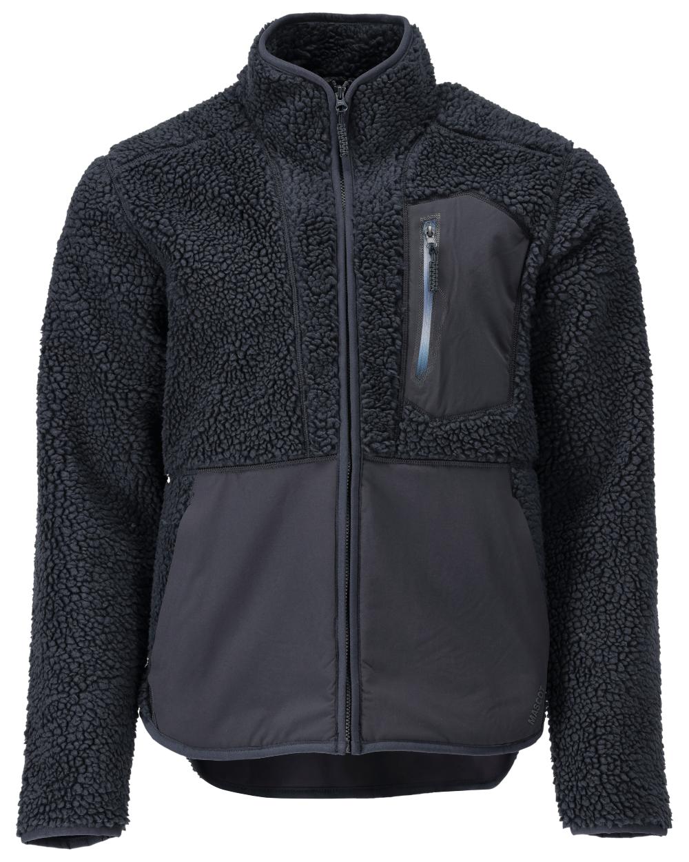 Dark Navy Coloured Mascot Workwear Mens Customized Pile Jacket With Zipper on white background