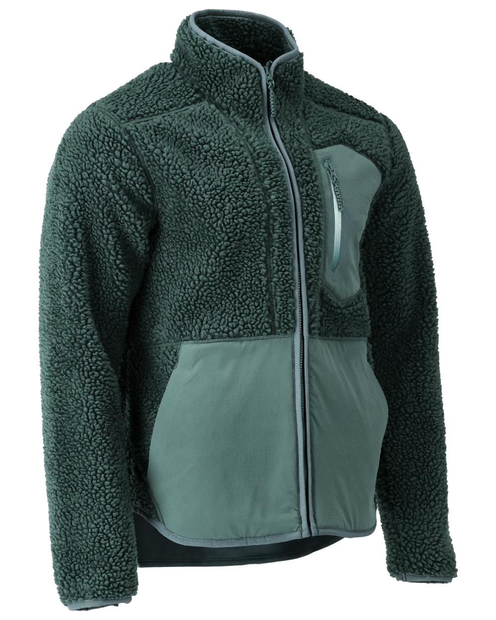 Forest Green Coloured Mascot Workwear Mens Customized Pile Jacket With Zipper on white background