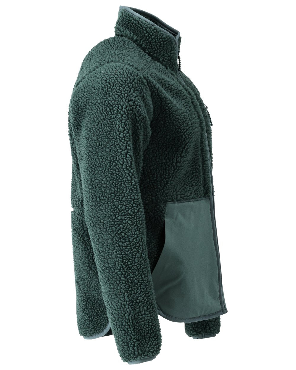 Forest Green Coloured Mascot Workwear Mens Customized Pile Jacket With Zipper on white background