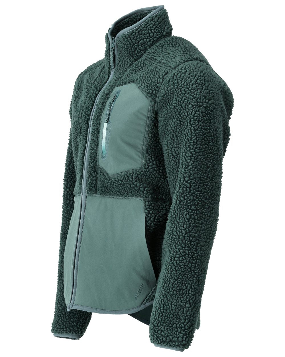 Forest Green Coloured Mascot Workwear Mens Customized Pile Jacket With Zipper on white background