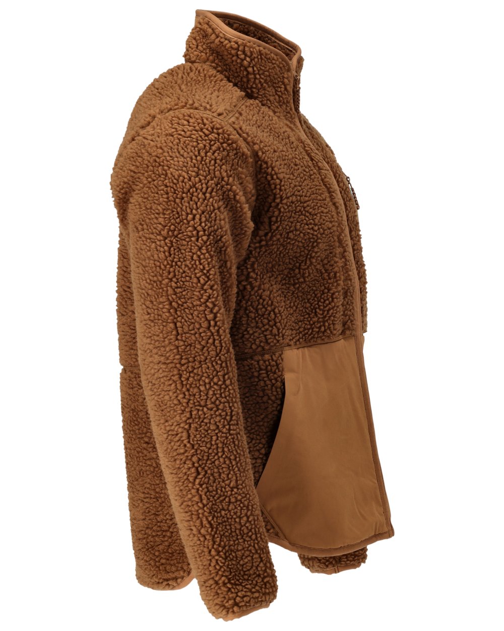 Nut Brown Coloured Mascot Workwear Mens Customized Pile Jacket With Zipper on white background