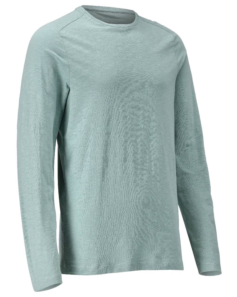 Dusty Green Coloured Mascot Workwear Mens Customized Premium Long Sleeved T-Shirt on white background