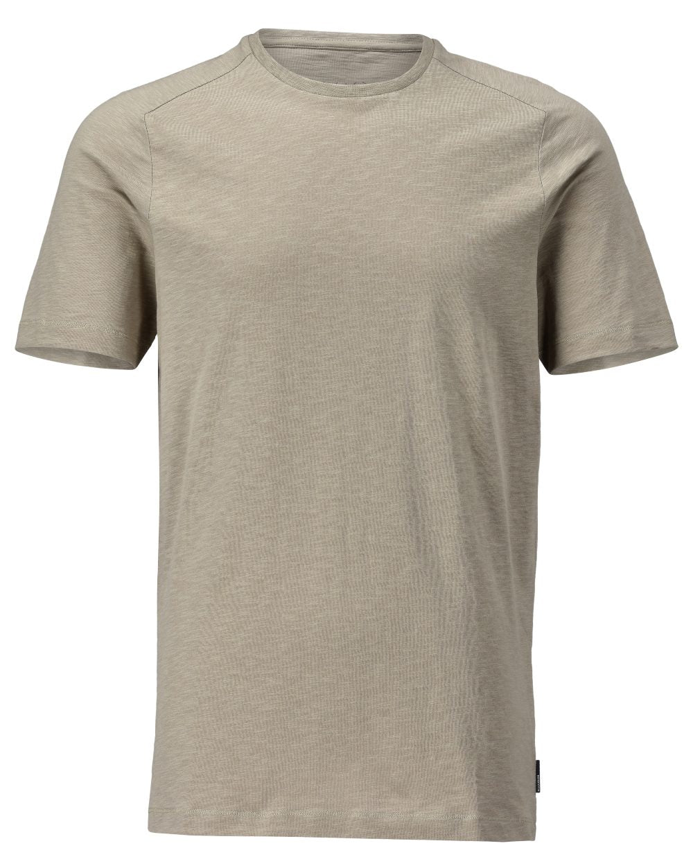 Light Sand Coloured Mascot Workwear Mens Customized Premium Short Sleeve T-Shirt on white background