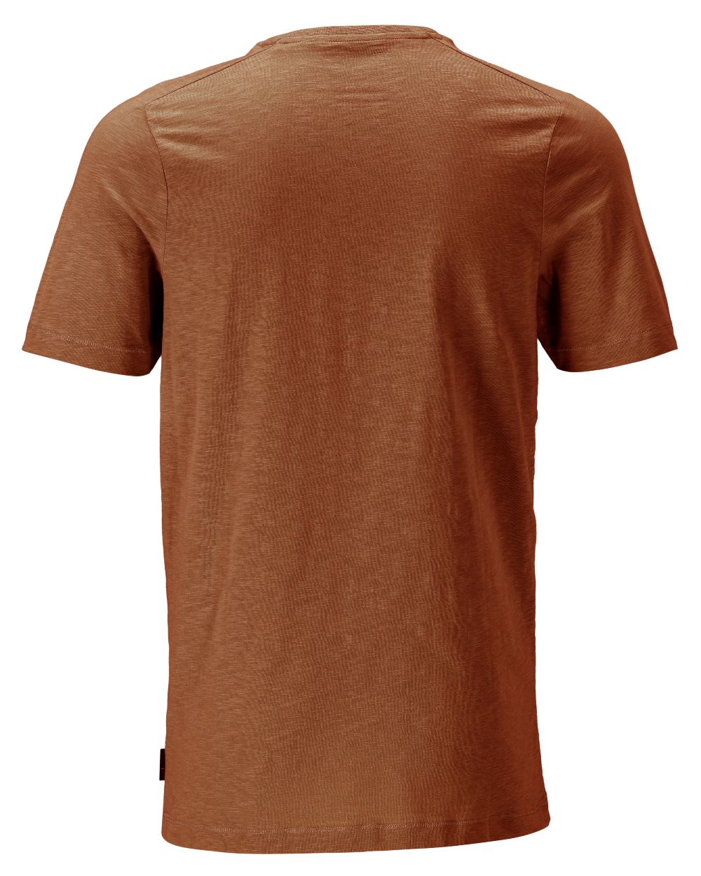 Nut Brown Coloured Mascot Workwear Mens Customized Premium Short Sleeve T-Shirt on white background