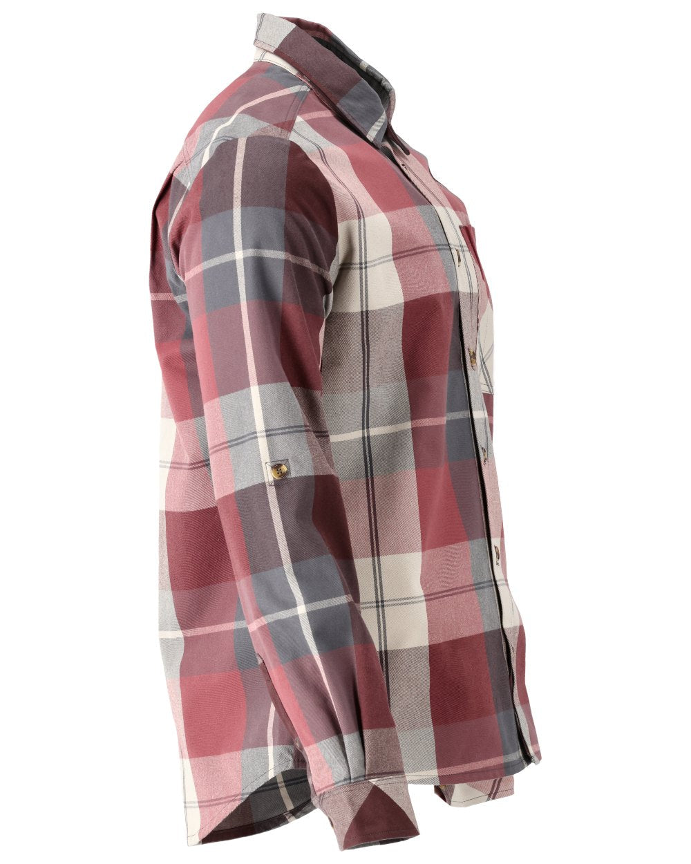 Bordeaux Checked Checked Coloured Mascot Workwear Mens Customized Shirt on white background